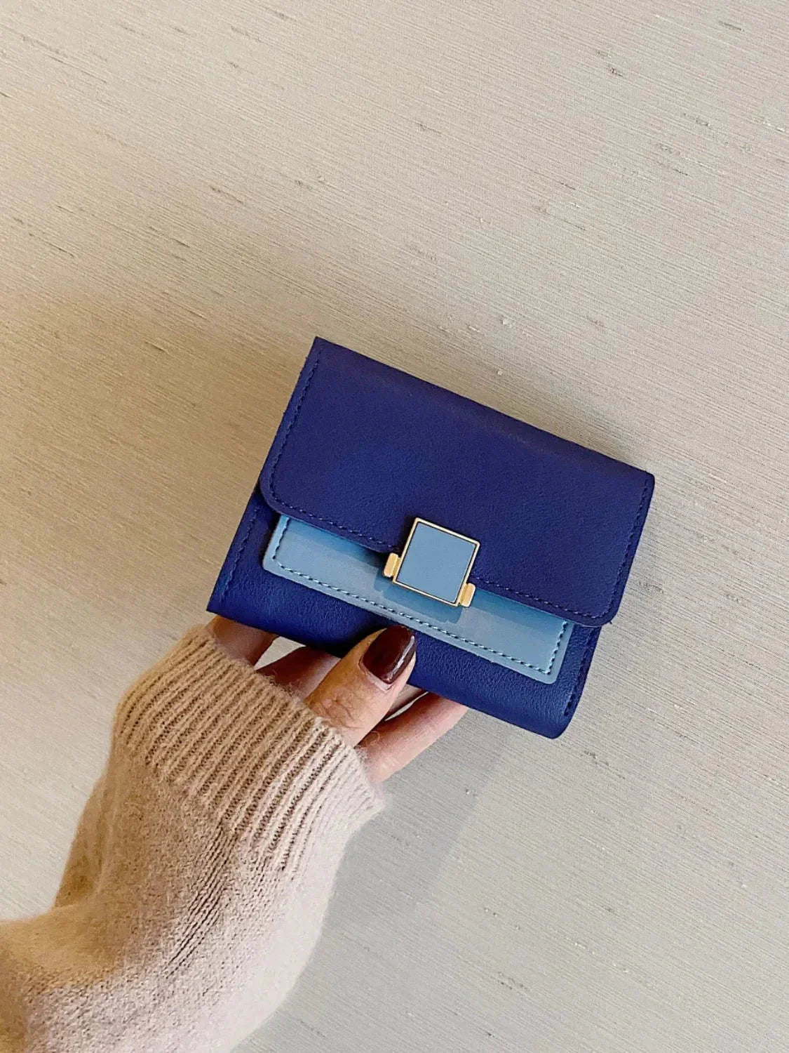 Contrast PU Leather Wallet - VILLA FASHION